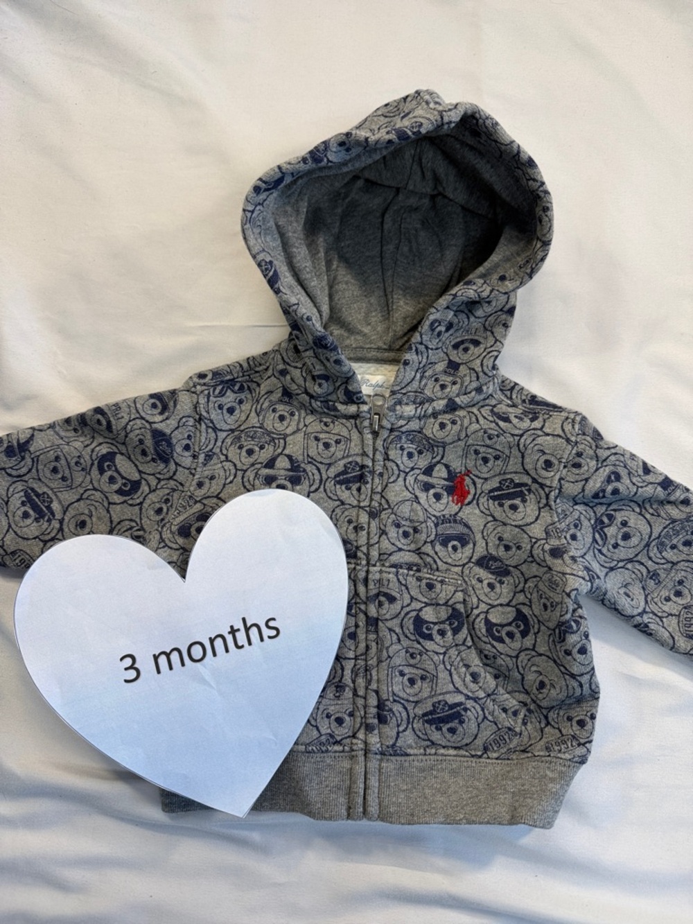 Ralph Lauren - full zip hoodie jacket with RL Bear design all around.